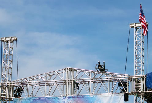 Confetti Cannon on an outdoor rooftop structure.